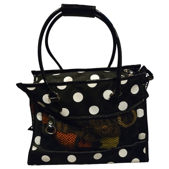 Bueno Other - Small Dog Pet Carrier Polka Dot Black and White